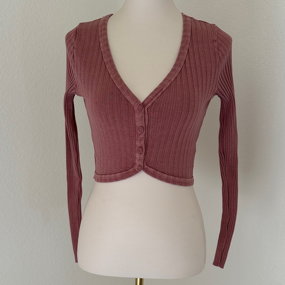 Aerie Ribbed Long Sleeve Top - Pink